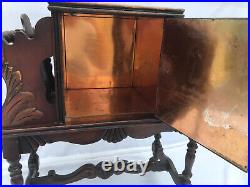 Antique Wooden Cigar Humidor Cabinet, Copper Lined