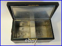 Antique Wooden Cigar Humidor box Lockable with key and metal insert F2-20