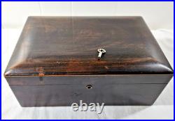 Antique Wooden Glass Cigar Tobacco Humidor Box With Key