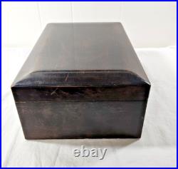 Antique Wooden Glass Cigar Tobacco Humidor Box With Key