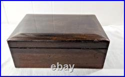 Antique Wooden Glass Cigar Tobacco Humidor Box With Key