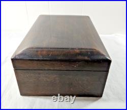 Antique Wooden Glass Cigar Tobacco Humidor Box With Key