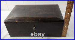 Antique Wooden Glass Cigar Tobacco Humidor Box With Key