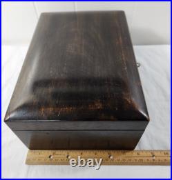 Antique Wooden Glass Cigar Tobacco Humidor Box With Key