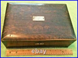 Antique Wooden Humidor Box Metal Lined Mahogany Primitive Victorian Decor