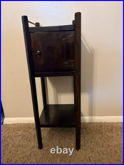 Antique Wooden Humidor Or Smoking Stand with Cabinet Circa 1900 Good Condition
