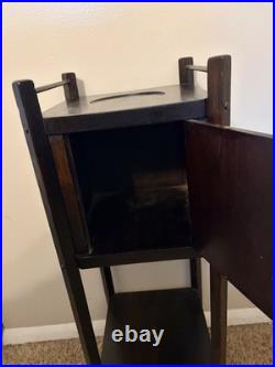 Antique Wooden Humidor Or Smoking Stand with Cabinet Circa 1900 Good Condition