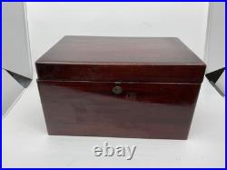 Antique Wooden Metal Lined Humidor Cigar Box 12 x 8 x 7. Missing key & Lock