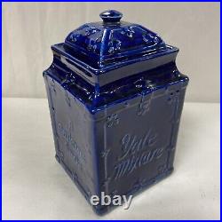 Antique Yale Mixture A Gentlemans Smoke Cobalt Ceramic Humidor Tobacco Jar W LID