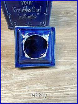 Antique Yale Mixture Blue Porcelain Humidor Jar Matching LID A Gentlemans Smoke