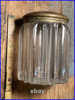 Antique Zipper Cut Glass Humidor Octagonal Biscuit Jar Tobacco Beautiful