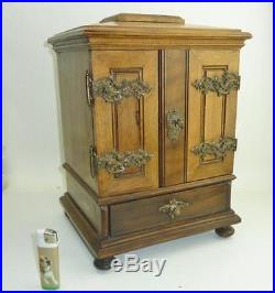 Antique black forest cabinet humidor cigar box 1880 collectors quality 14 inch