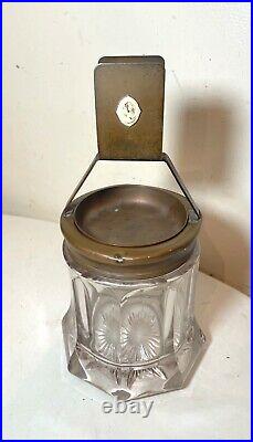 Antique bronze glass tobacco jar humidor ashtray match safe holder cameo box
