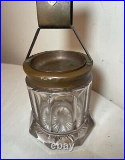Antique bronze glass tobacco jar humidor ashtray match safe holder cameo box