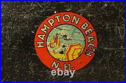 Antique ea. 1900's Wooden Cigar Humidor Box Chest HAMPTON BEACH, NH