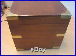 Antique large mahogany brass mounted, milk glass lined Humidor Tobacco cigar box