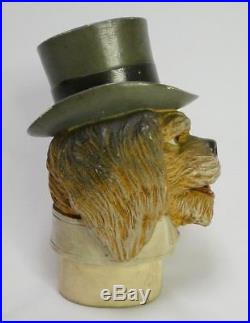 Antique terra cotta dressed dog top Tobacco pot jars jar hat tobacciana