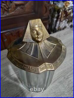 Antique vintage 1920s Egyptian revival humidor. King Tut pharaoh head