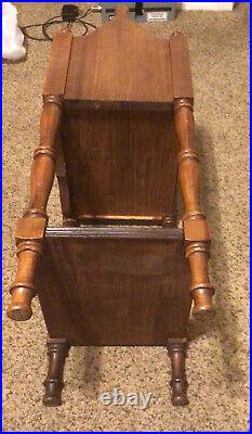 Antique vintage wooden tobacco keeper humidor tin copper lined smoking stand