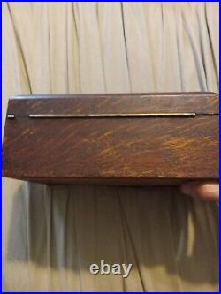 Antique wooden humidor With Painted Portrait Of A Abbott Smoking A Pipe