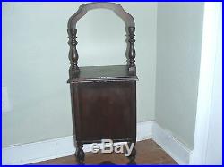 Antique wooden smoking stand cabinet with handle