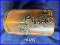 Antq Cigar Canister 1916 Heintz Art Metal Humidor Cadet Corps Sterling On Bronze