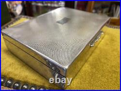 Aristocrat England Tobacco Humidor Jewelry Box Silver-plate Cigar Case Trinket