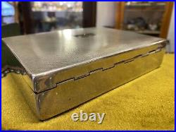 Aristocrat England Tobacco Humidor Jewelry Box Silver-plate Cigar Case Trinket