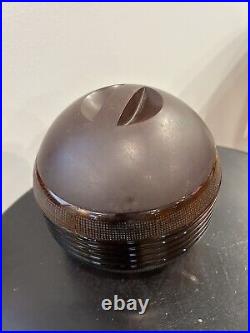 Art Deco Antique Amber/Brown Glass Sphere Tobacco Jar/Humidor Bakelite Lid READ