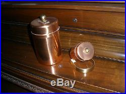 Art Deco Copper tobacco humidor set also match holderCopper Deco pair-signed