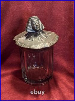 Art Deco Egyptian Revival Pharoah Head Tobacco Jar Humidor c. 1930