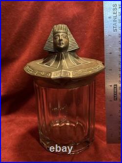 Art Deco Egyptian Revival Pharoah Head Tobacco Jar Humidor c. 1930
