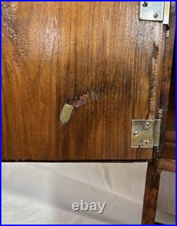 Art Deco Waterfall Wood Humidor Cabinet Table Shelf Magazine Record Rack Casters