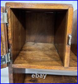 Art Deco Waterfall Wood Humidor Cabinet Table Shelf Magazine Record Rack Casters