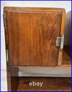 Art Deco Waterfall Wood Humidor Cabinet Table Shelf Magazine Record Rack Casters