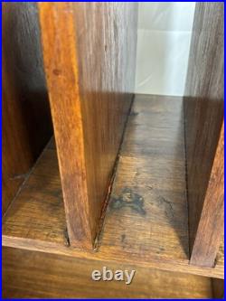 Art Deco Waterfall Wood Humidor Cabinet Table Shelf Magazine Record Rack Casters
