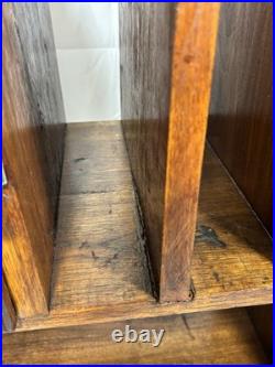 Art Deco Waterfall Wood Humidor Cabinet Table Shelf Magazine Record Rack Casters