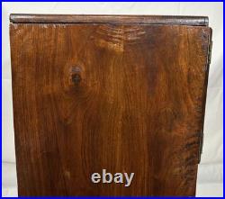 Art Deco Waterfall Wood Humidor Cabinet Table Shelf Magazine Record Rack Casters