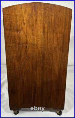 Art Deco Waterfall Wood Humidor Cabinet Table Shelf Magazine Record Rack Casters