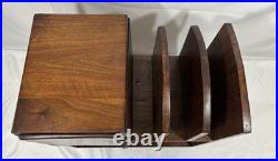 Art Deco Waterfall Wood Humidor Cabinet Table Shelf Magazine Record Rack Casters