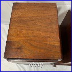 Art Deco Waterfall Wood Humidor Cabinet Table Shelf Magazine Record Rack Casters