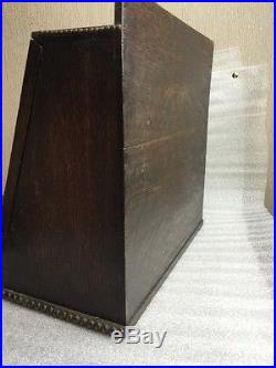 Arts & crafts vintage wooden tobacco pipe rack smoking cabinet humidor victorian