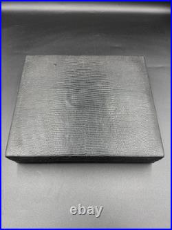 Atoll Cigar Case Box Humidor Alligator Black Leather Needs Restoration See Pics