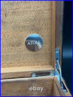 Atoll Cigar Case Box Humidor Alligator Black Leather Needs Restoration See Pics