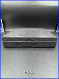 Atoll Cigar Case Box Humidor Alligator Black Leather Needs Restoration See Pics