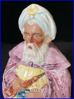 BEARDED WISE MAN WITH TURBAN Tobacco Jar Bohemian Antique Majolica Humidor c1890