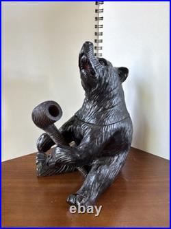 BLACK BEAR Humidor Wood Carved With Matching Pipe