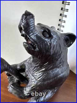 BLACK BEAR Humidor Wood Carved With Matching Pipe