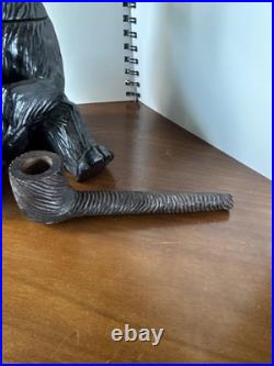 BLACK BEAR Humidor Wood Carved With Matching Pipe