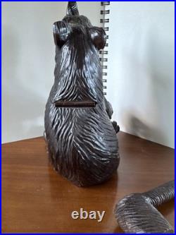 BLACK BEAR Humidor Wood Carved With Matching Pipe